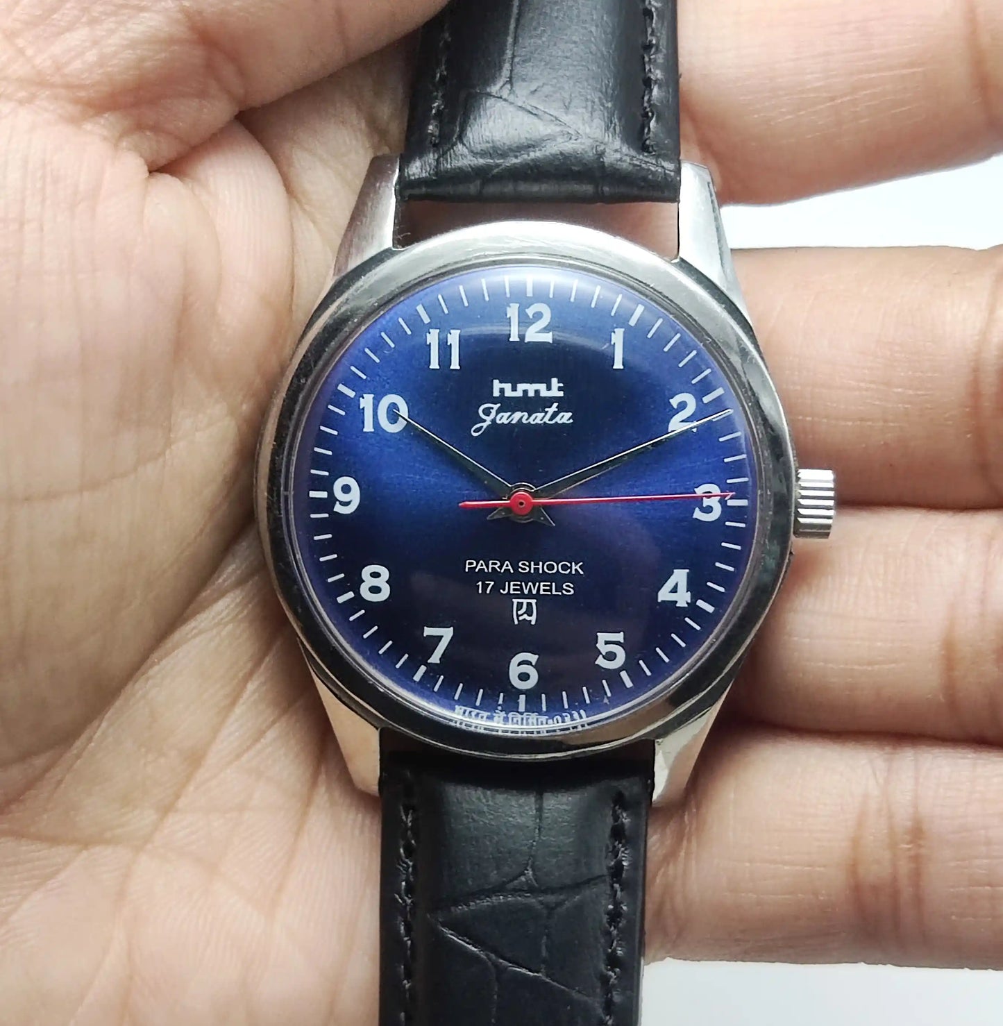 HMT Janata English Numerals Indices Blue Dial Watch Handwinding