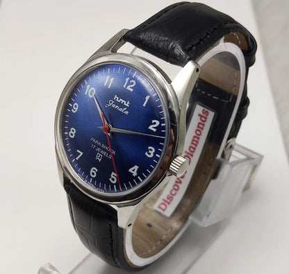 HMT Janata English Numerals Indices Blue Dial Watch Handwinding
