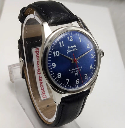 HMT Janata English Numerals Indices Blue Dial Watch Handwinding