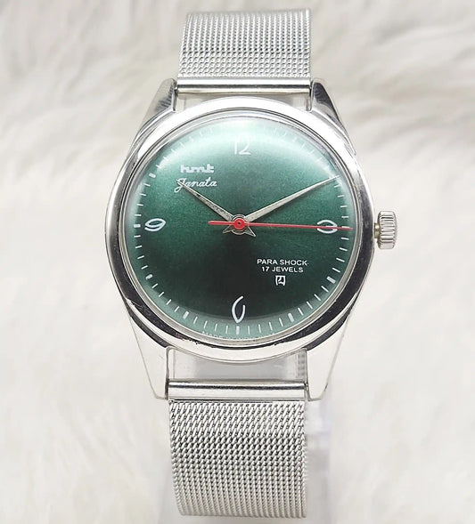 HMT Janata English Numerals Apple Green Dial Watch - 17 Jewels, Handwinding Watch