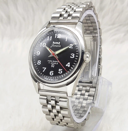HMT Janata English Numerals Indices Black Dial Watch - 17 Jewels, Handwinding Watch