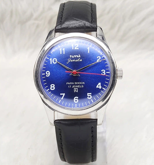 HMT Janata English Numerals Indices Blue Dial Watch 17 Jewels Handwinding