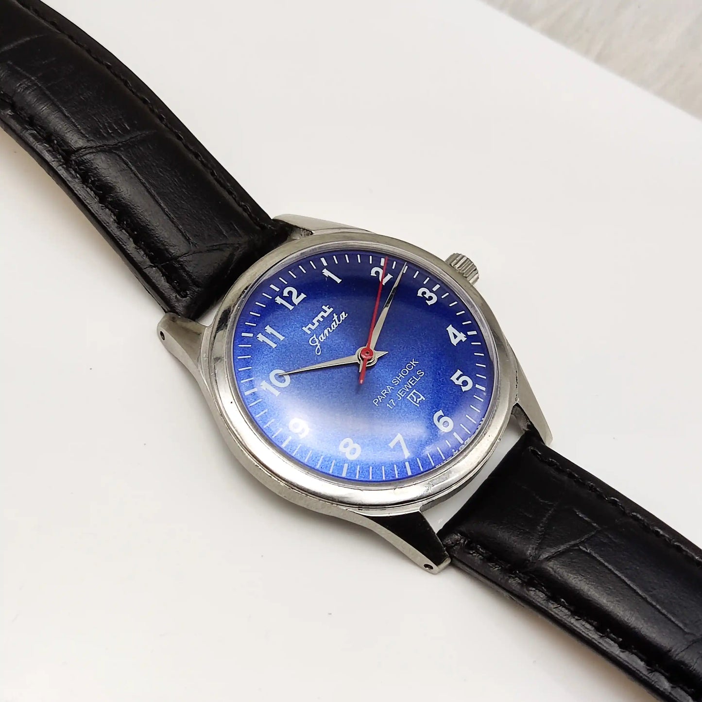 HMT Janata English Numerals Indices Blue Dial Watch 17 Jewels Handwinding