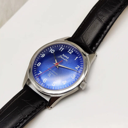 HMT Janata English Numerals Indices Blue Dial Watch 17 Jewels Handwinding