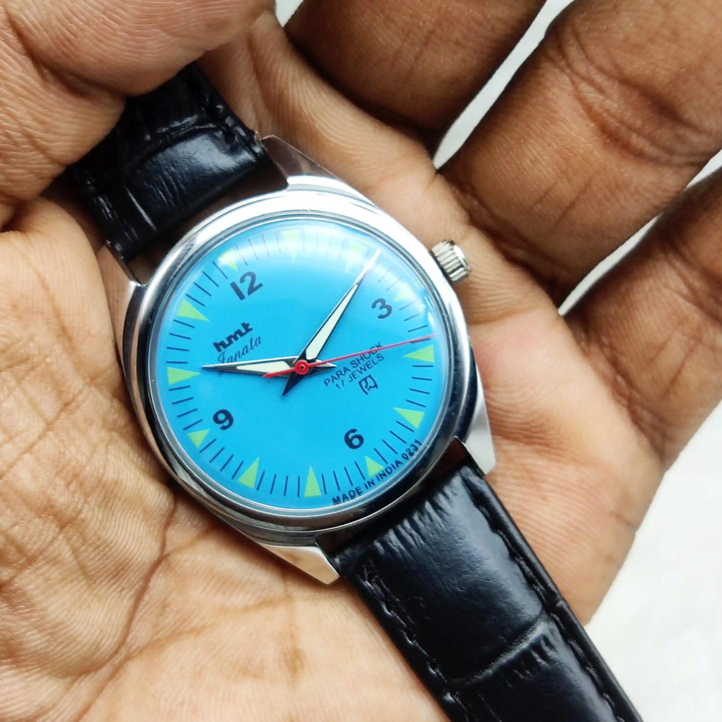 HMT Janata English Numerals Sky Blue Dial Watch - 17 Jewels, Handwinding Watch
