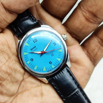 HMT Janata English Numerals Sky Blue Dial Watch - 17 Jewels, Handwinding Watch