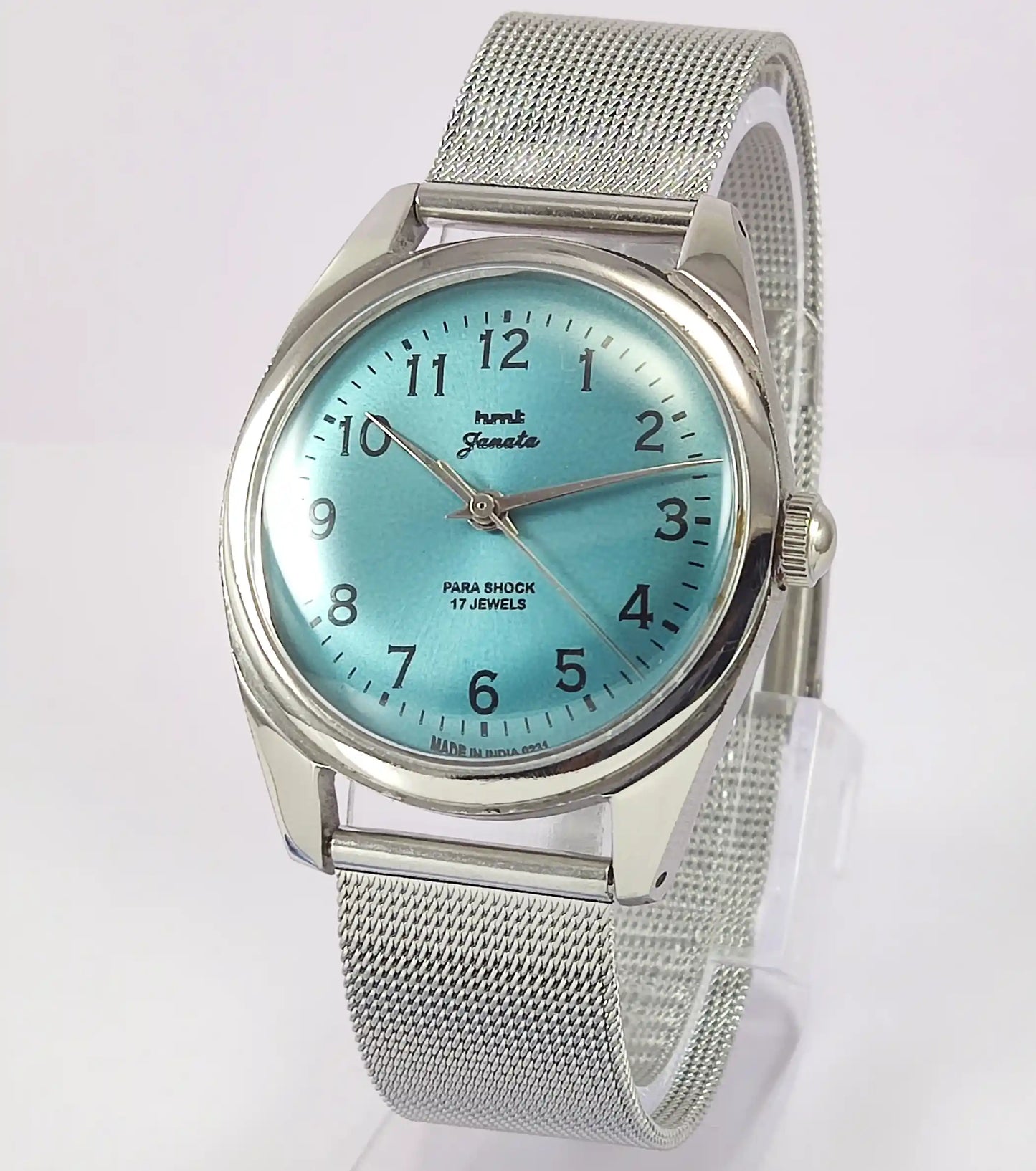 HMT Janata English Numerals Tiffany Blue Para Shock 17 Jewels Watch