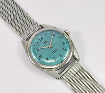 HMT Janata English Numerals Tiffany Blue Para Shock 17 Jewels Watch