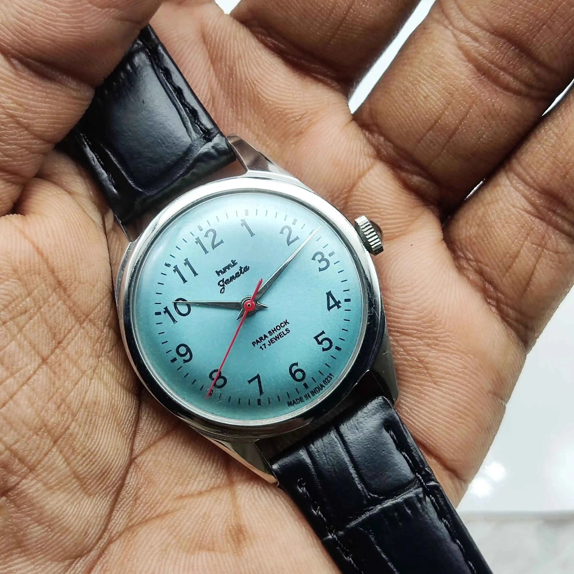 HMT Janata English Numerals Blue Dial 17 Jewels Handwinding