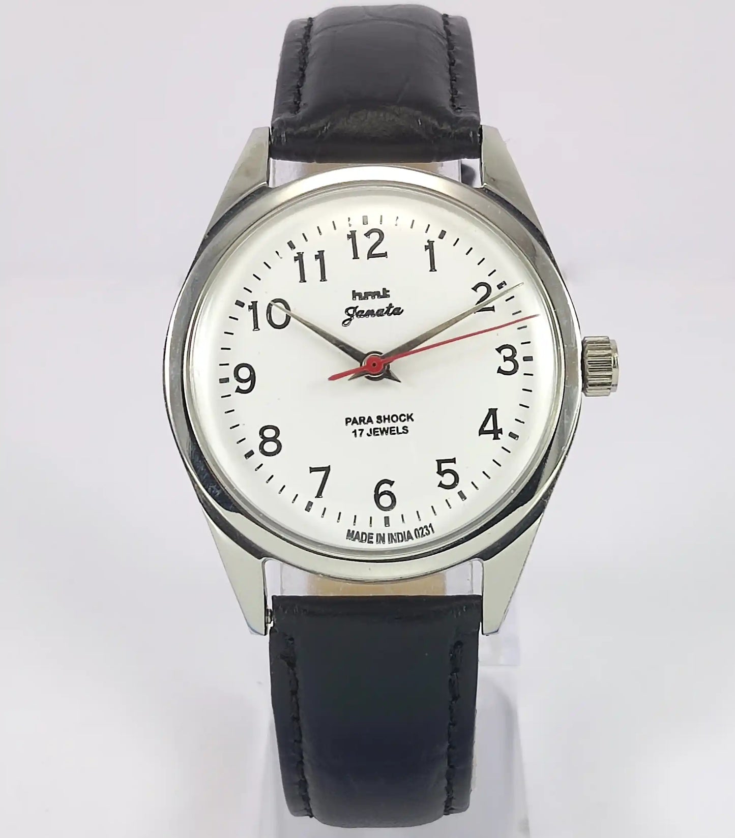 HMT Janata English Numerals White Dial Para Shock 17 Jewels - Discover-Diamonds