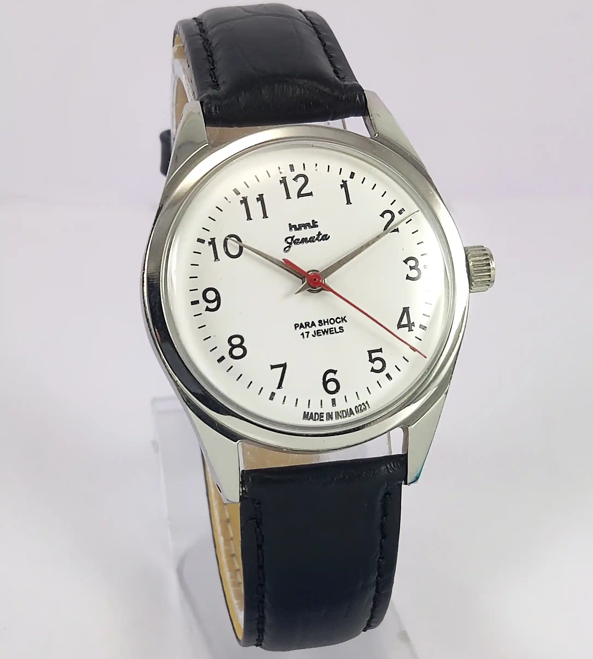HMT Janata English Numerals White Dial Para Shock 17 Jewels - Discover-Diamonds
