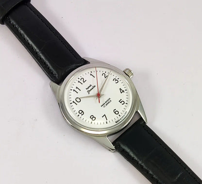 HMT Janata English Numerals White Dial Para Shock 17 Jewels - Discover-Diamonds
