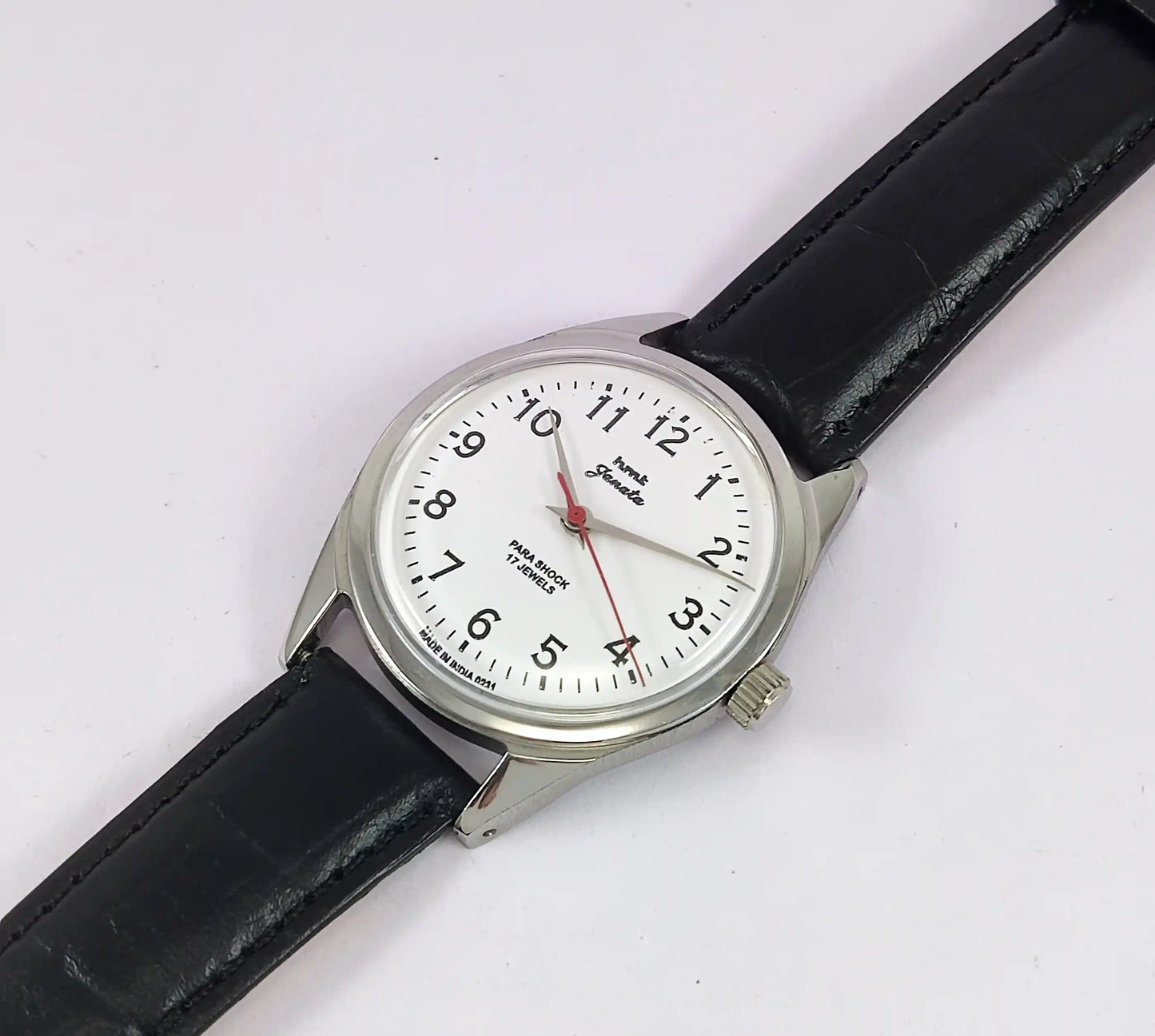 HMT Janata English Numerals White Dial Para Shock 17 Jewels - Discover-Diamonds