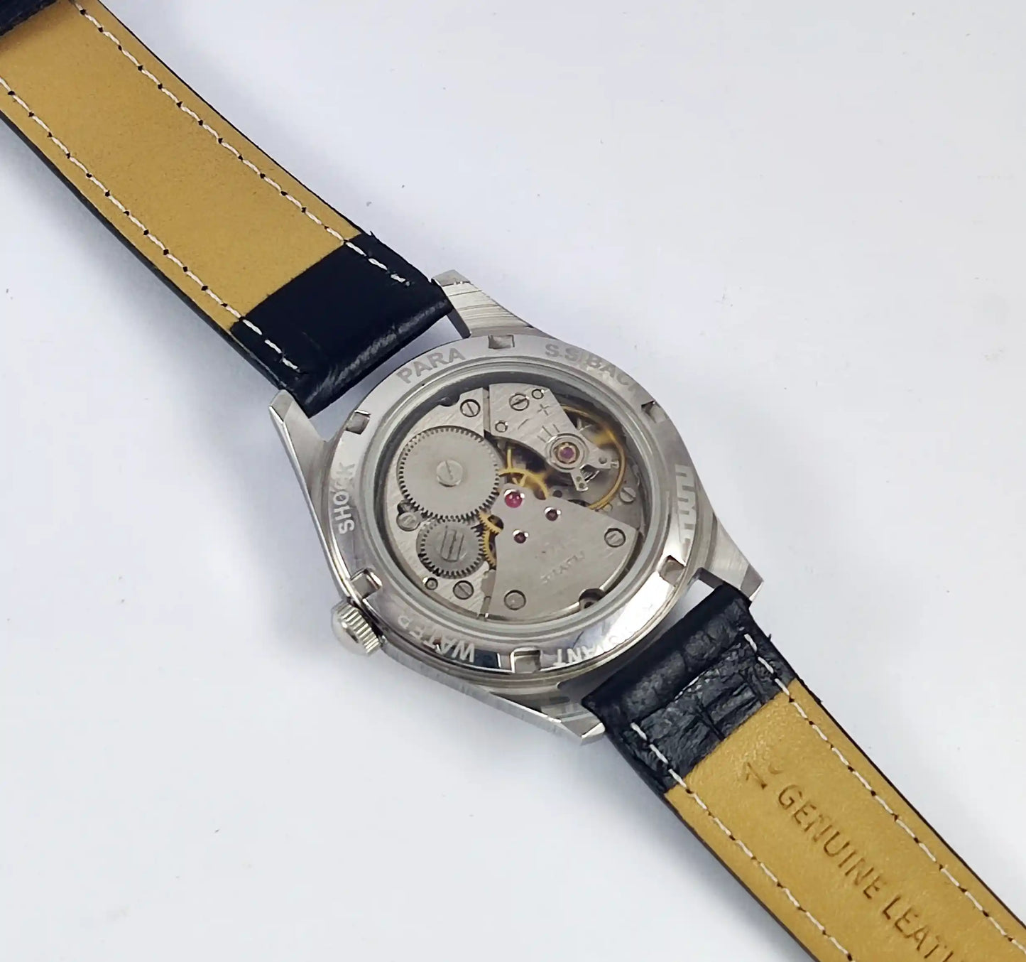 HMT Janata English Numerals Yellow Dial Para Shock 17 Jewels Transparent Back - Discover-Diamonds