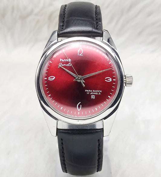 HMT Janata English Numerals Red Apple Dial Watch - 17 Jewels Handwinding