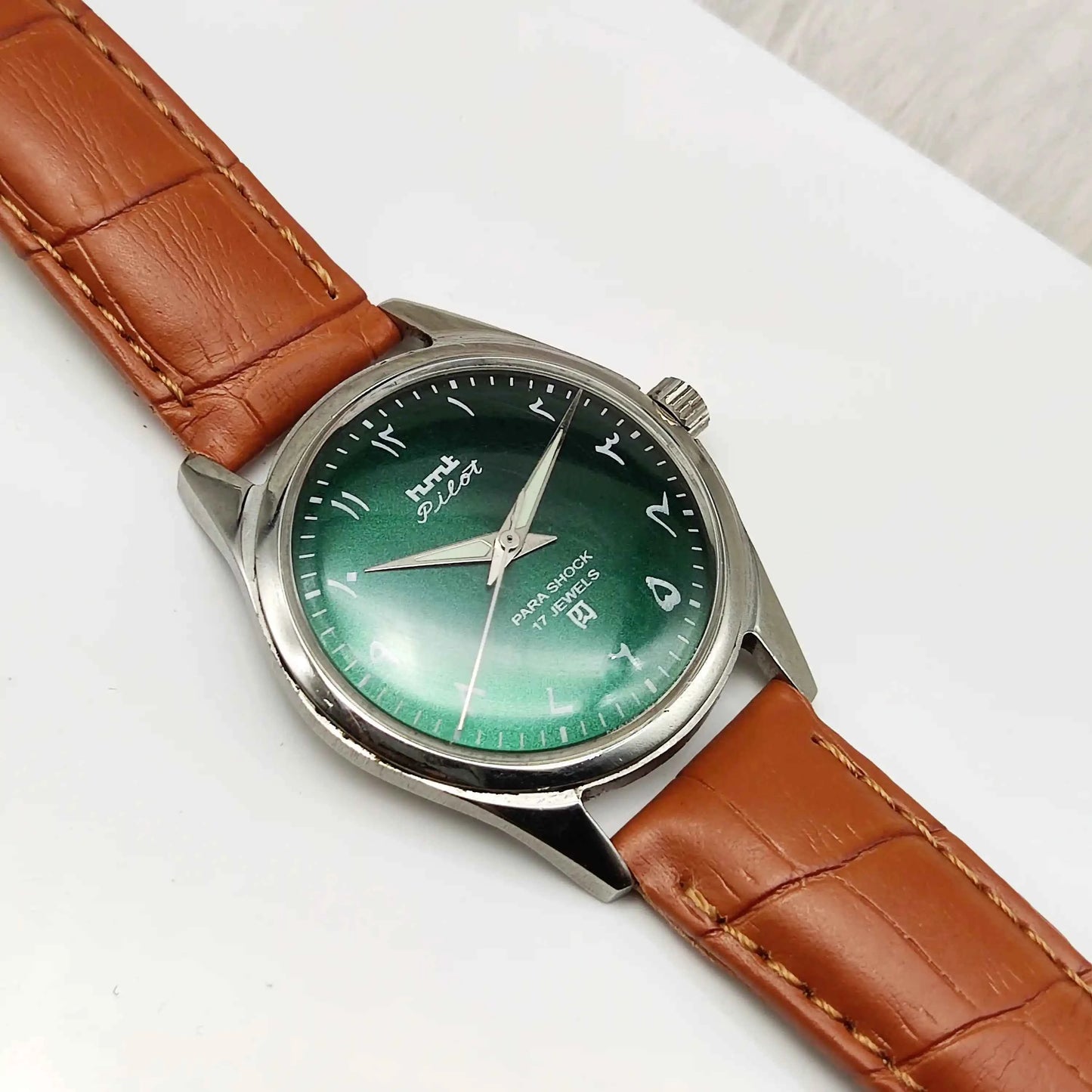 HMT Janata Green Arabic Numerals Indices Dial 17 Jewels Handwinding Watch