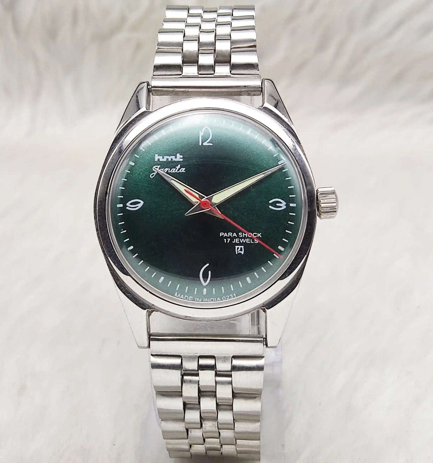 HMT Janata Green Dial English Numerals 17 Jewels Handwinding Men's Watch
