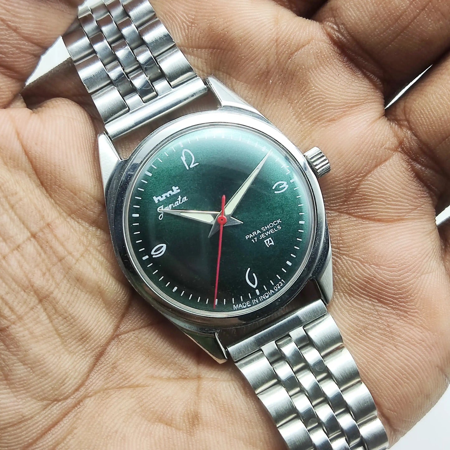 HMT Janata Green Dial English Numerals 17 Jewels Handwinding Men's Watch