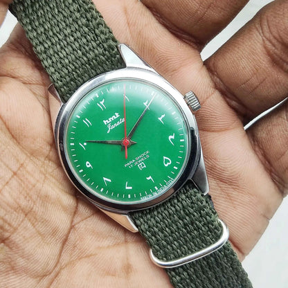 HMT Janata 17 Jewels Green Dial Arabic Font Handwinding Watch