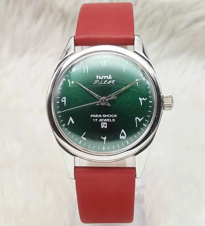 HMT Pilot Green Dial Watch - Timeless Mechanical Elegance for Every Occasion