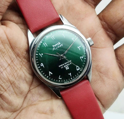 HMT Pilot Green Dial Watch - Timeless Mechanical Elegance for Every Occasion