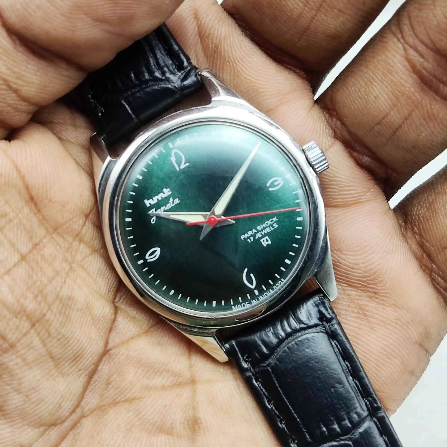 HMT Janata Green Dial English Numerals 17 Jewels Watch