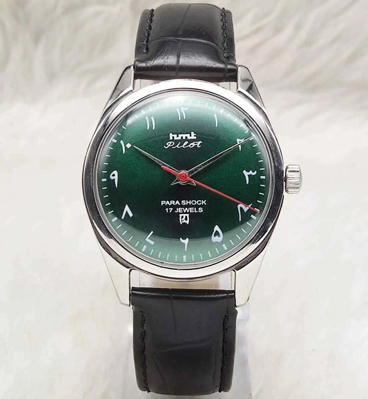 HMT Janata Handwinding Green Arabic Numerals Indices Dial 17 Jewels Watch