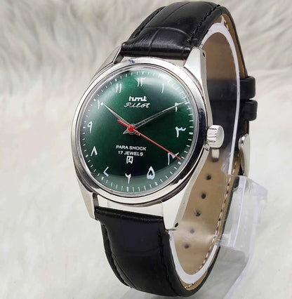HMT Janata Handwinding Green Arabic Numerals Indices Dial 17 Jewels Watch