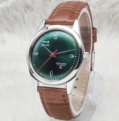 HMT Janata Handwinding Apple Green Dial 17 Jewels Watch Transparent Back