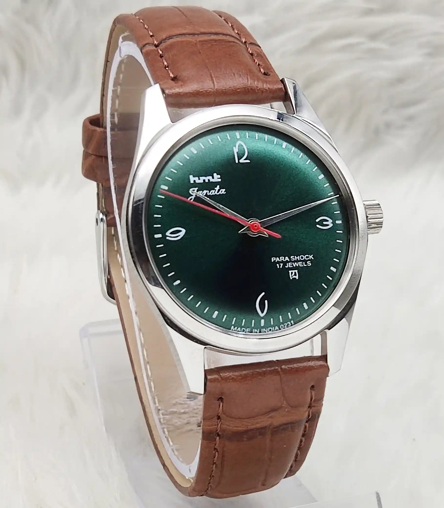 HMT Janata Handwinding Apple Green Dial 17 Jewels Watch Transparent Back
