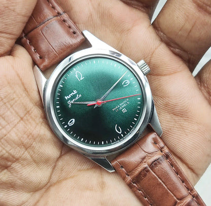 HMT Janata Handwinding Apple Green Dial 17 Jewels Watch Transparent Back