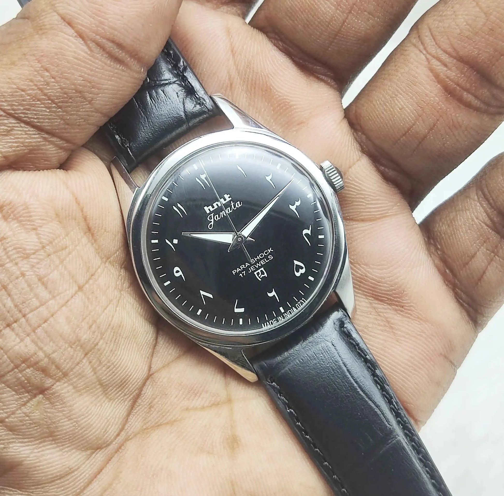 HMT Janata Handwinding Black Arabic Numerals Indices Dial Watch
