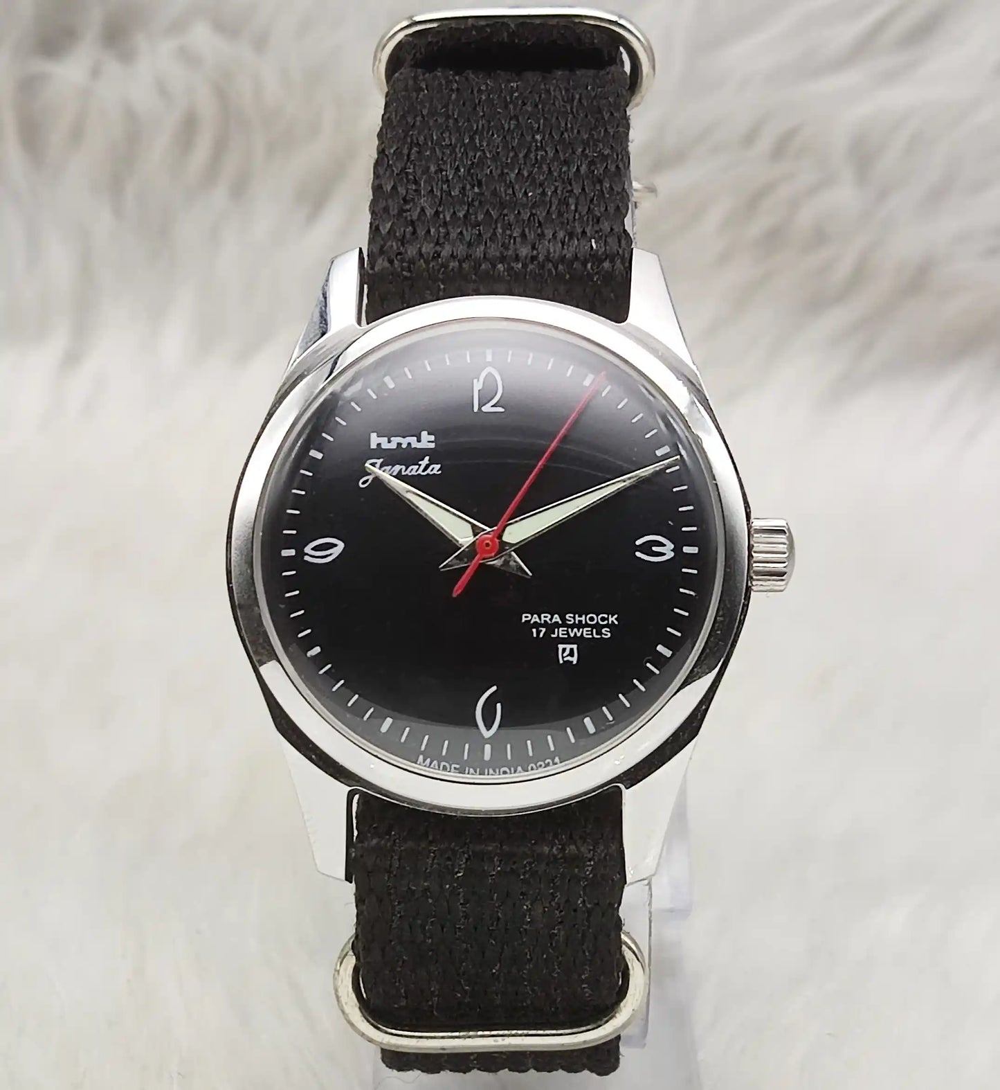 HMT Janata Handwinding Black Dial Transaprent Back Watch