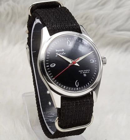HMT Janata Handwinding Black Dial Transaprent Back Watch