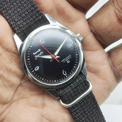 HMT Janata Handwinding Black Dial Transaprent Back Watch