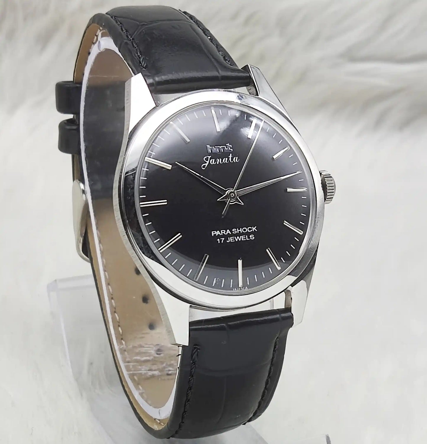 HMT Janata Handwinding Black Dial Watch Transparent Back