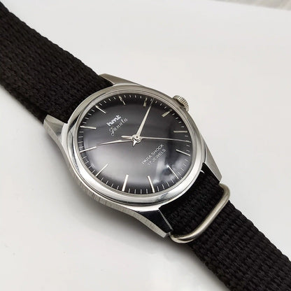 HMT Janata Handwinding Black Dial 17 Jewels Watch Transparent Back