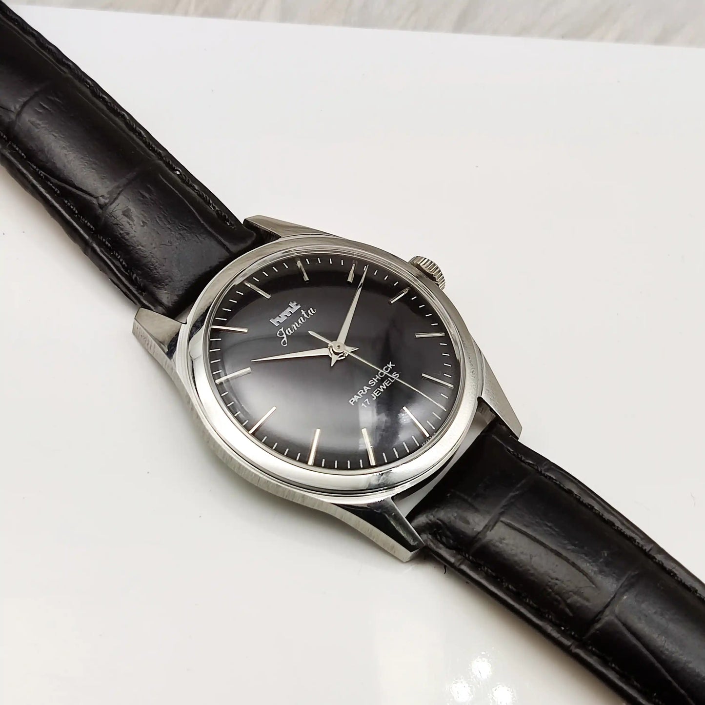 HMT Janata Handwinding Black Dial Watch Transparent Back