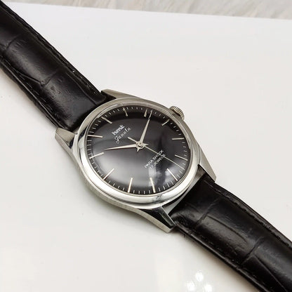 HMT Janata Handwinding Black Dial Watch Transparent Back