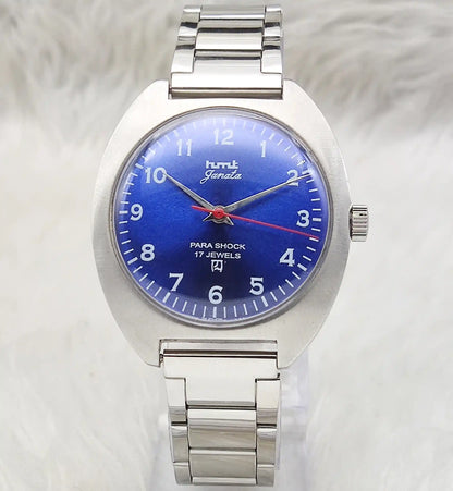HMT Janata Handwinding Blue Dial 17 Jewels English Numerals Watch
