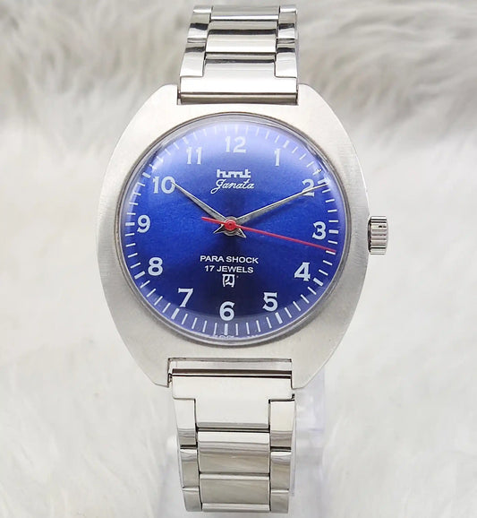 HMT Janata Handwinding Blue Dial 17 Jewels English Numerals Watch