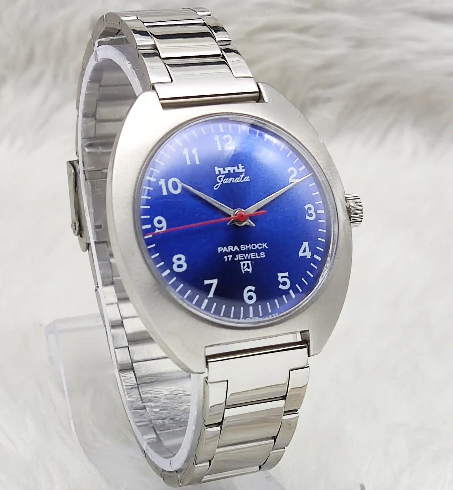HMT Janata Handwinding Blue Dial 17 Jewels English Numerals Watch