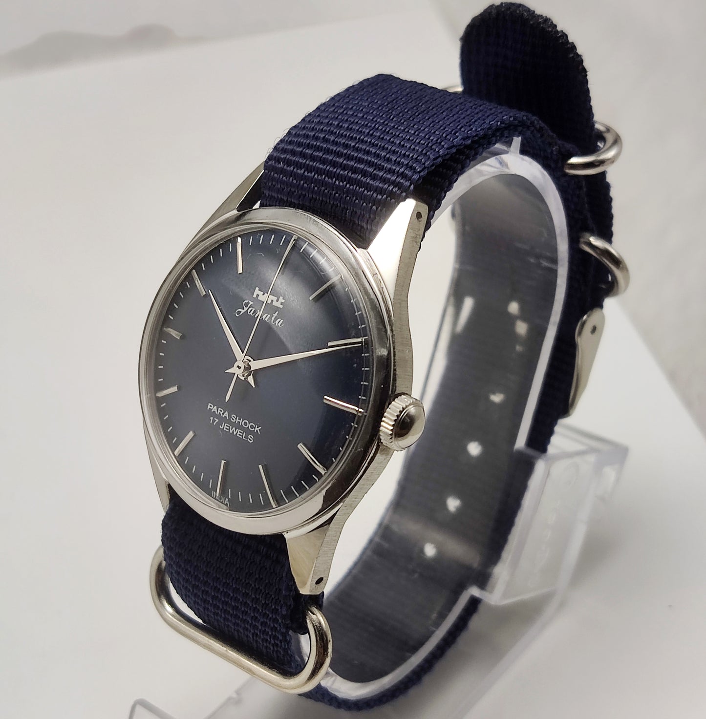 HMT Janata Handwinding Bluish Dial Watch with Stick Indices