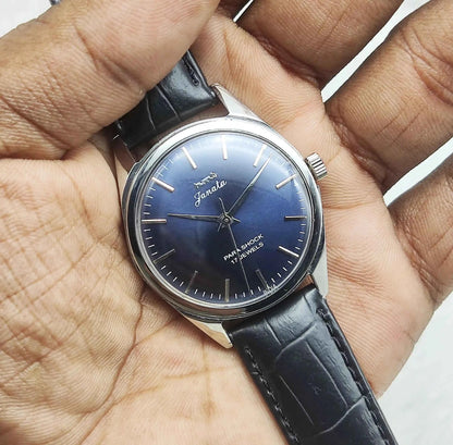 HMT Janata Handwinding Bluish Dial With Stick Indices 17 Jewels Watch