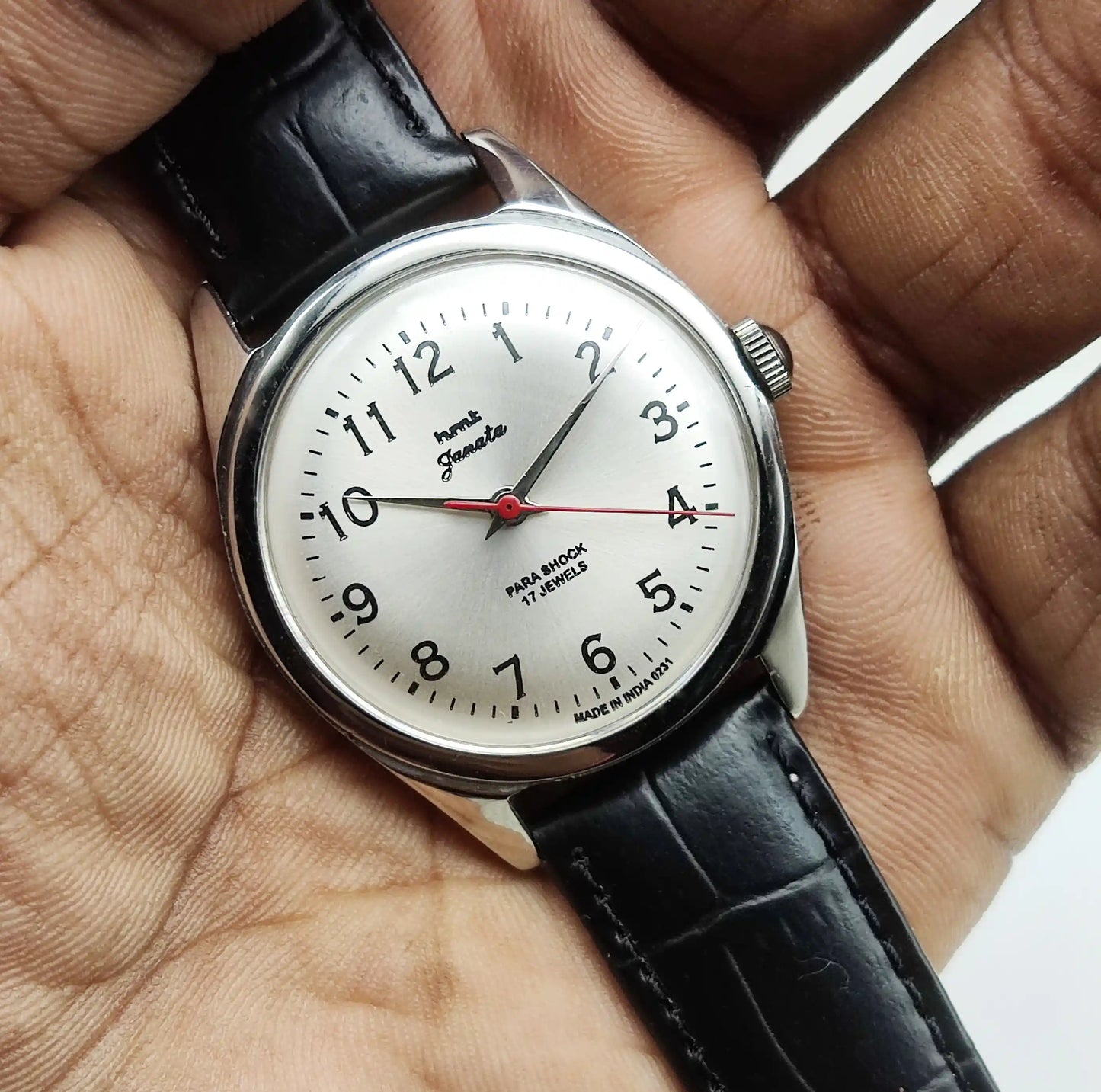 HMT Janata Handwinding English Numerals Silver Dial Watch