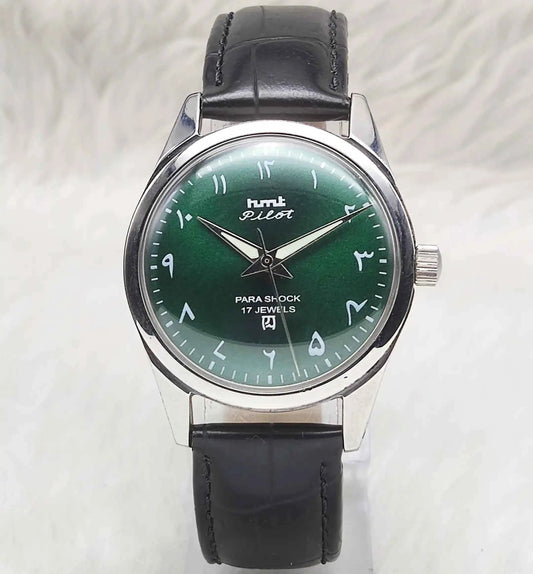 HMT Janata Handwinding Green Arabic Numerals Indices Dial 17 Jewels Watch