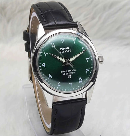 HMT Janata Handwinding Green Arabic Numerals Indices Dial 17 Jewels Watch