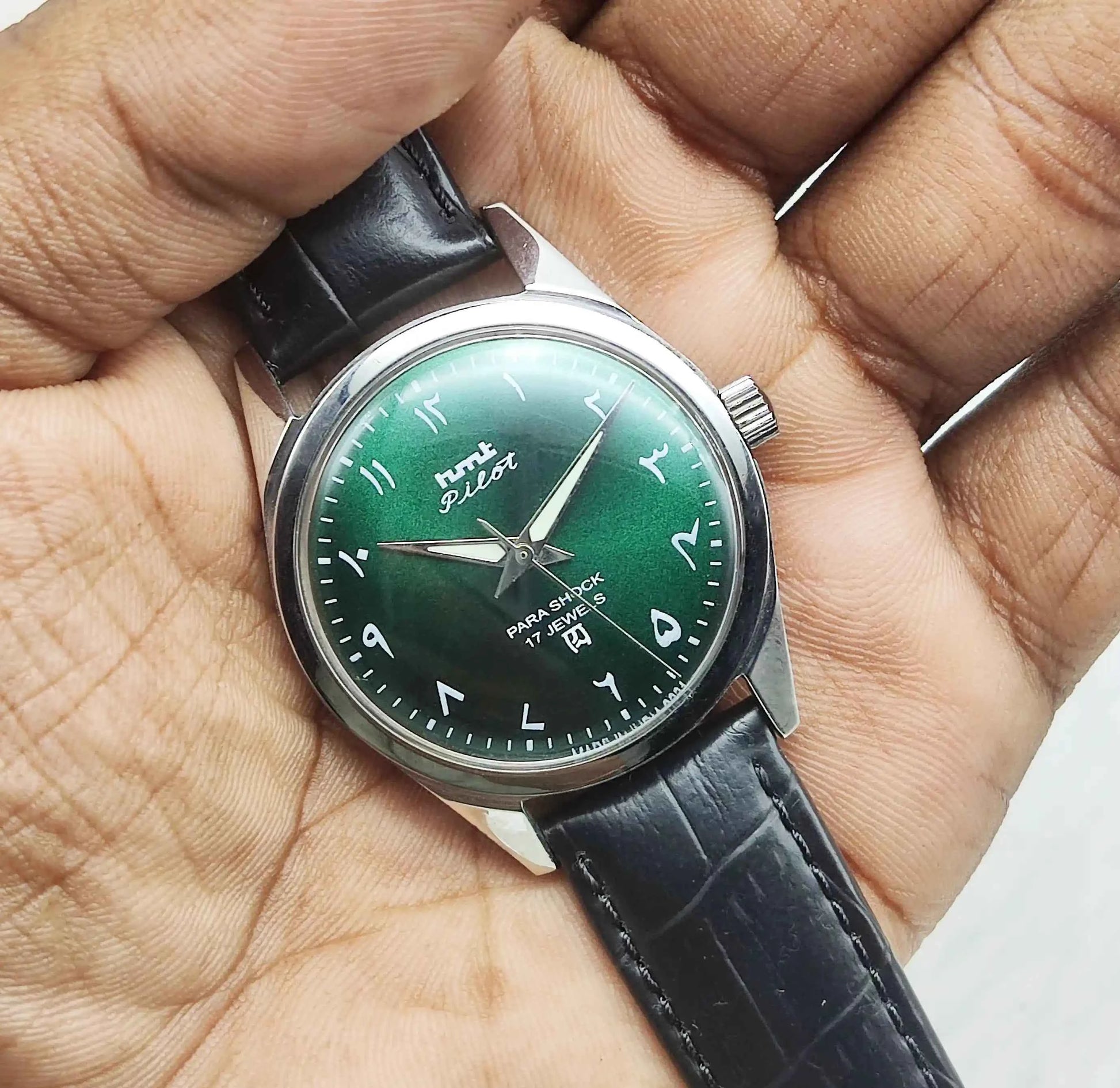 HMT Janata Handwinding Green Arabic Numerals Indices Dial 17 Jewels Watch