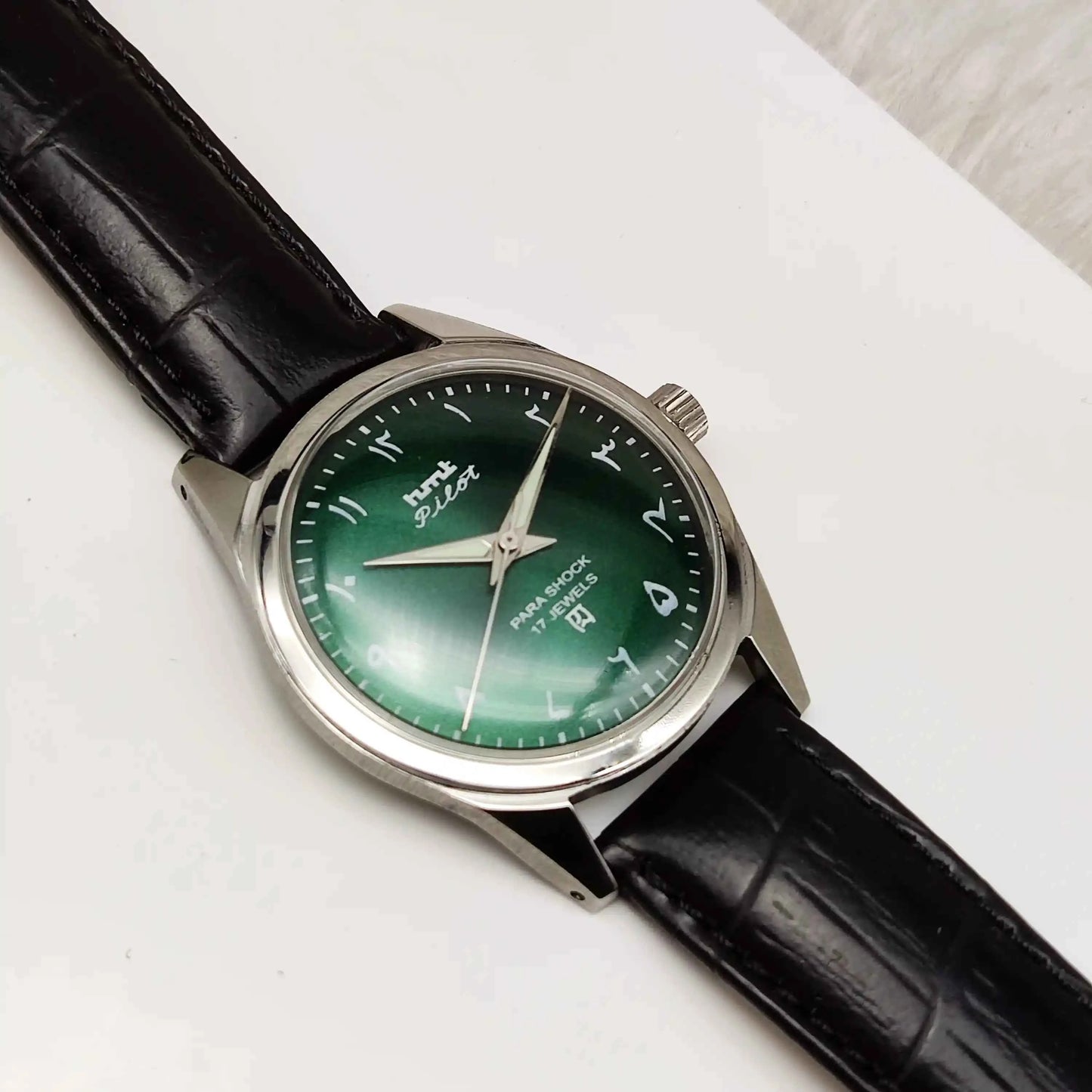 HMT Janata Handwinding Green Arabic Numerals Indices Dial 17 Jewels Watch