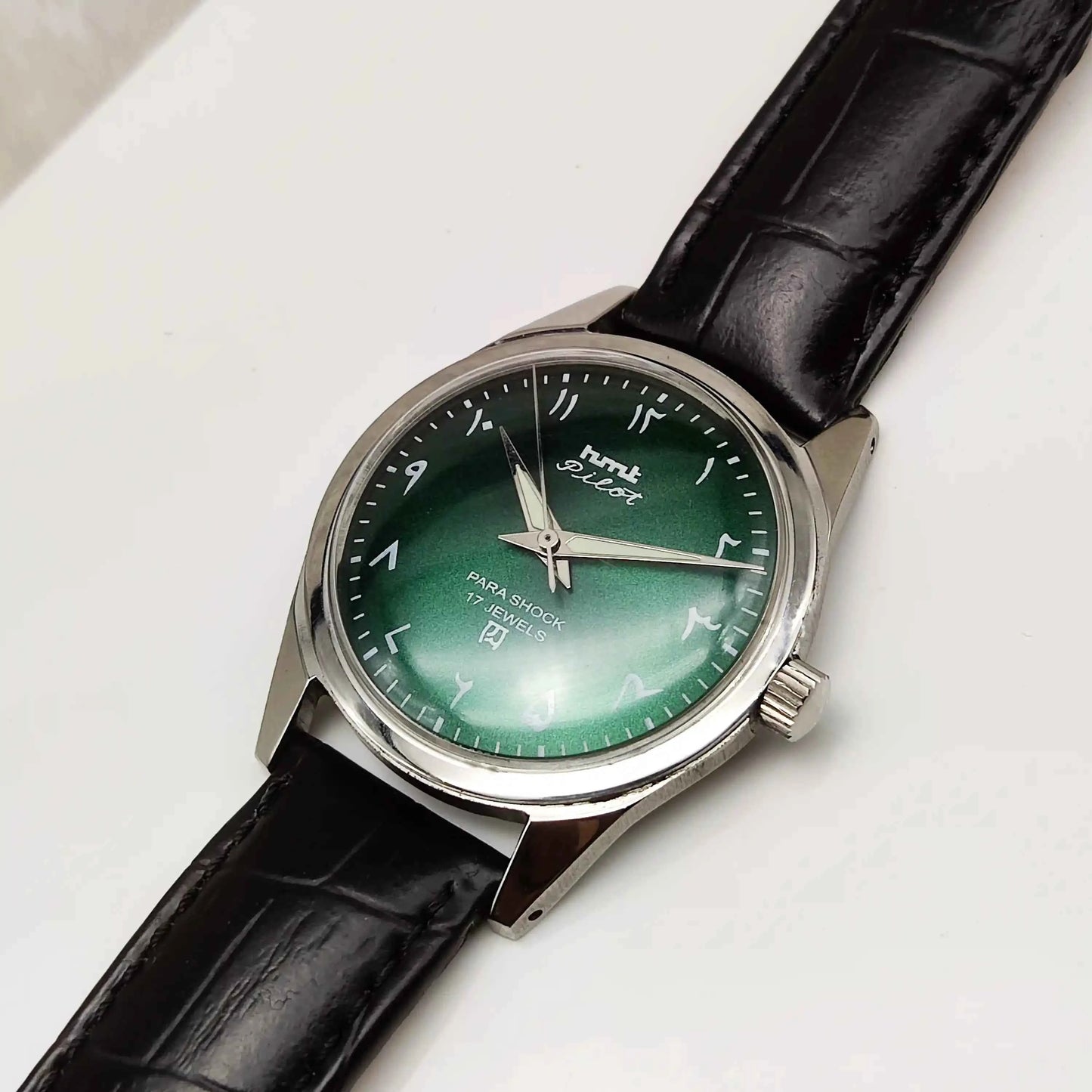 HMT Janata Handwinding Green Arabic Numerals Indices Dial 17 Jewels Watch